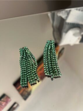 Emerald Green Crystal Drop Earrings - Women Jewelry